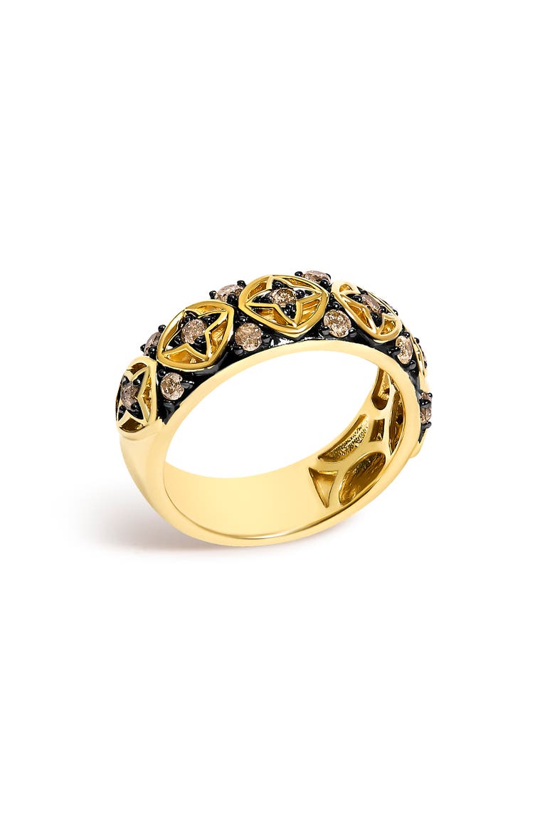 10K Yellow Gold Plated Sterling Silver 1/2 ctw Champagne Diamond Star Motif Band Ring, Alternate, color, Yellow Gold over Silver