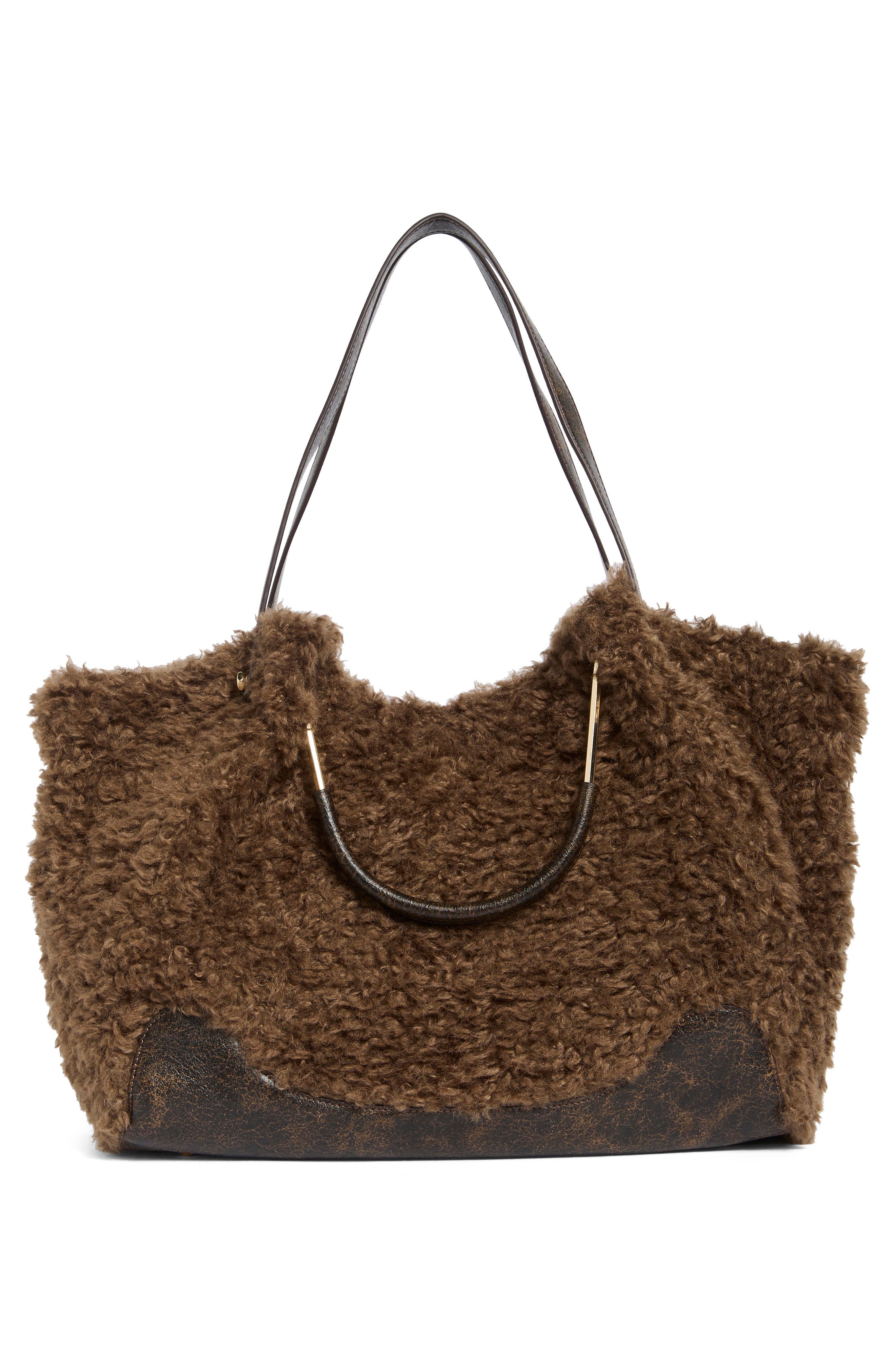 Nomad Faux Fur Tote, Alternate, color, CHOCOLATE