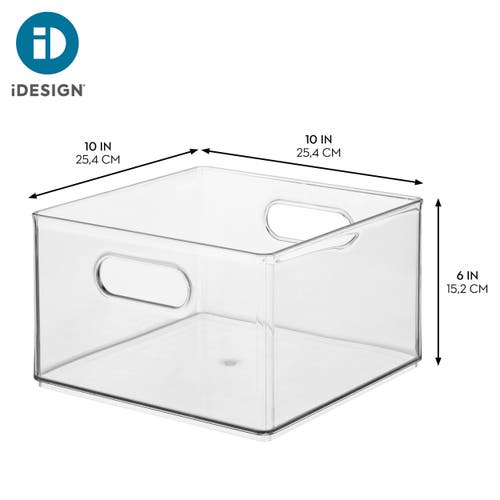 Idesign Plastic Storage Bin With Handles For Household Storage In Transparent