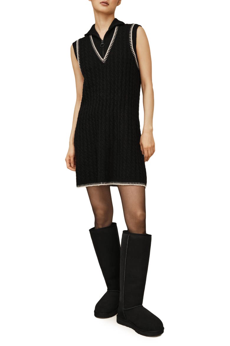 Rylynn Quarter-Zip Sleeveless Minidress, Main, color, BLACK