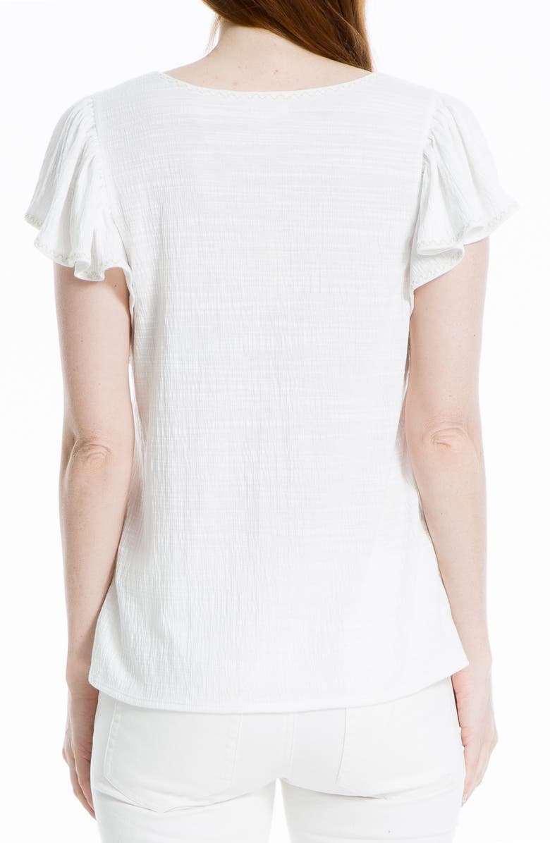 MAX STUDIO Flutter Sleeve Jersey Crinkle Top, Alternate, color, White