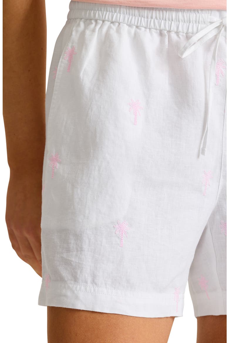 Palm Tree Embroidered Linen Shorts, Alternate, color, CYBER LIGHT