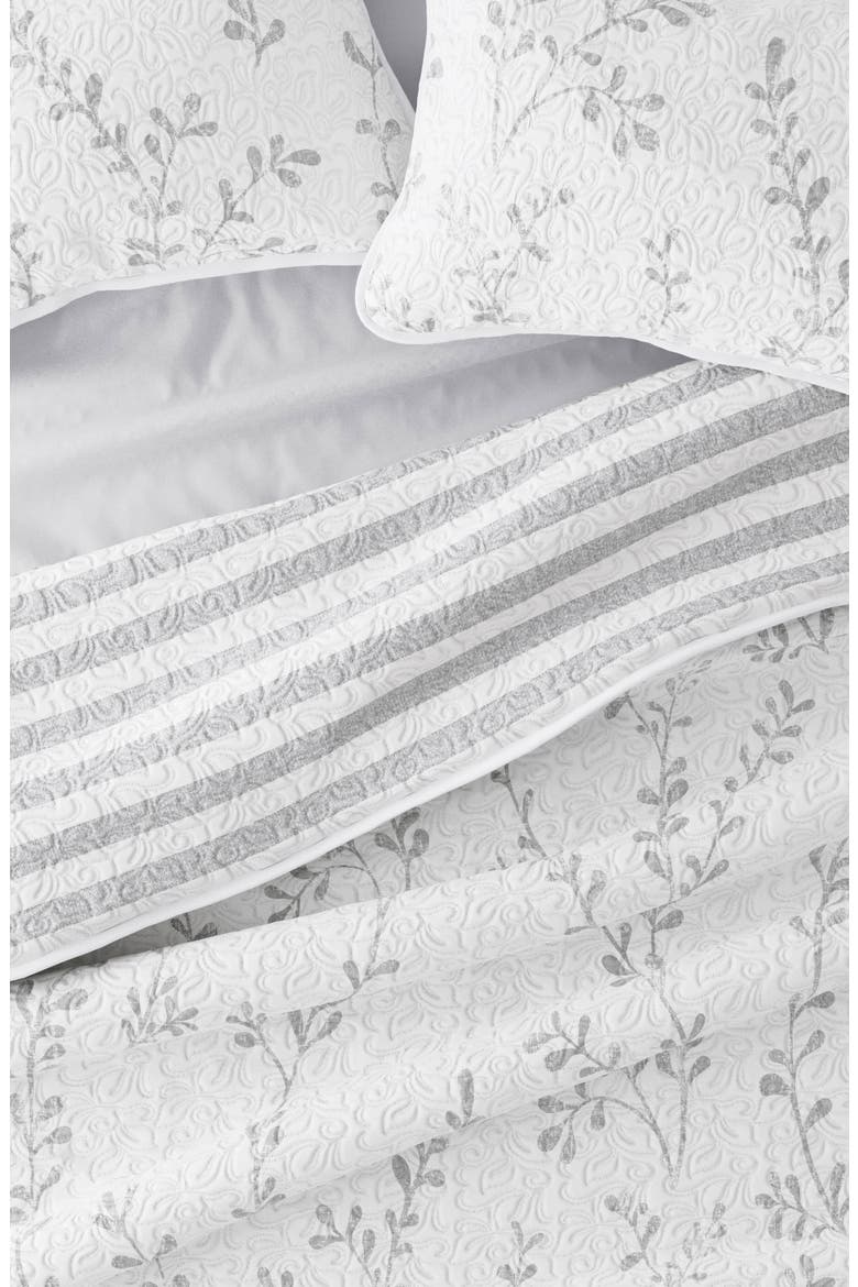 All Season Sprouting Vines Reversible Quilt & Sham Set, Alternate, color, LIGHT GRAY