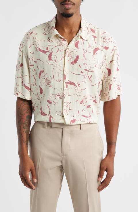 Floral Short Sleeve Button-Up Shirt