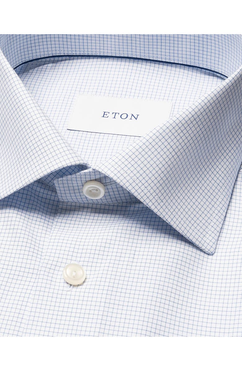 Eton Slim Fit Check Cotton Twill Dress Shirt, Alternate, color, Light Blue