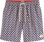 Scotch & Soda Print Mid Length Swim Trunks