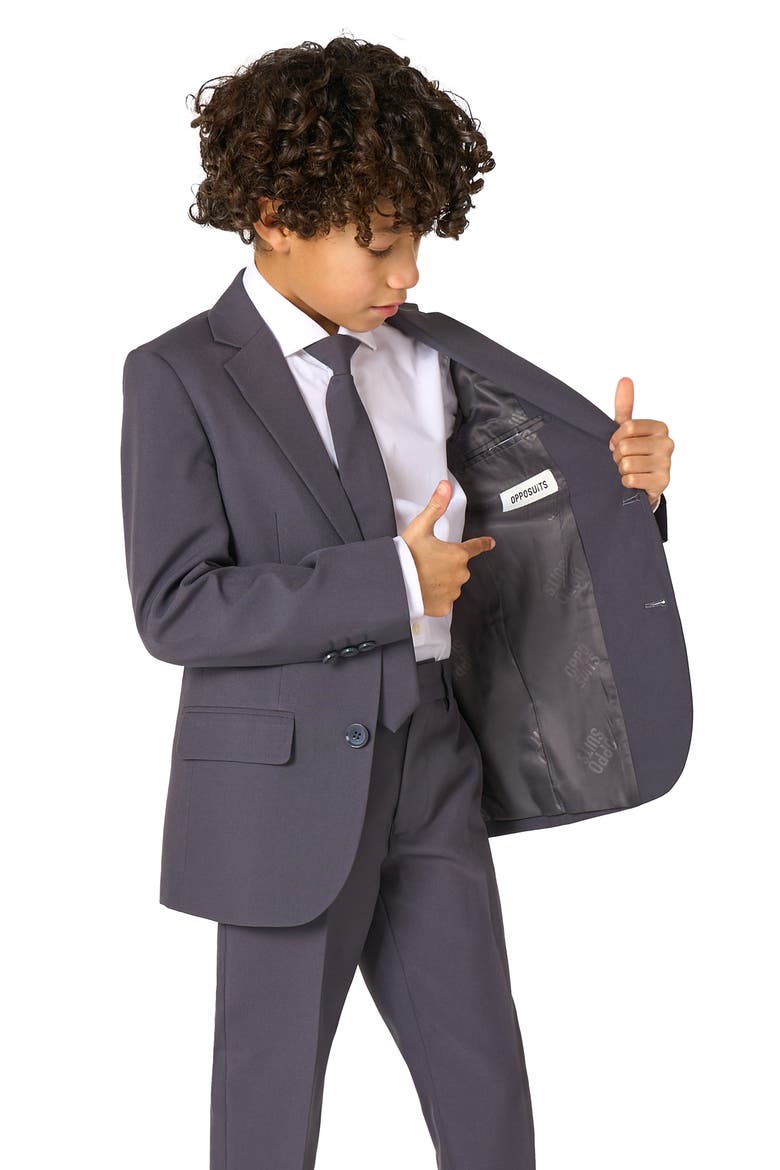 Kids' Charcool Two-Piece Suit & Tie Set, Alternate, color, GREY