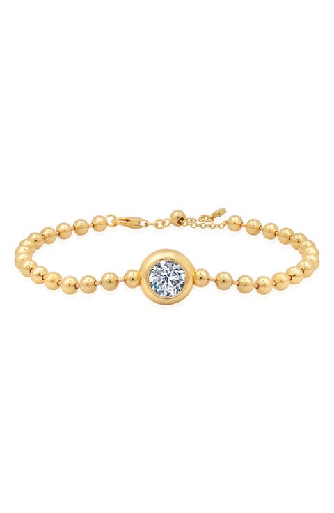 Bezel Cubic Zirconia Ball Chain Bracelet