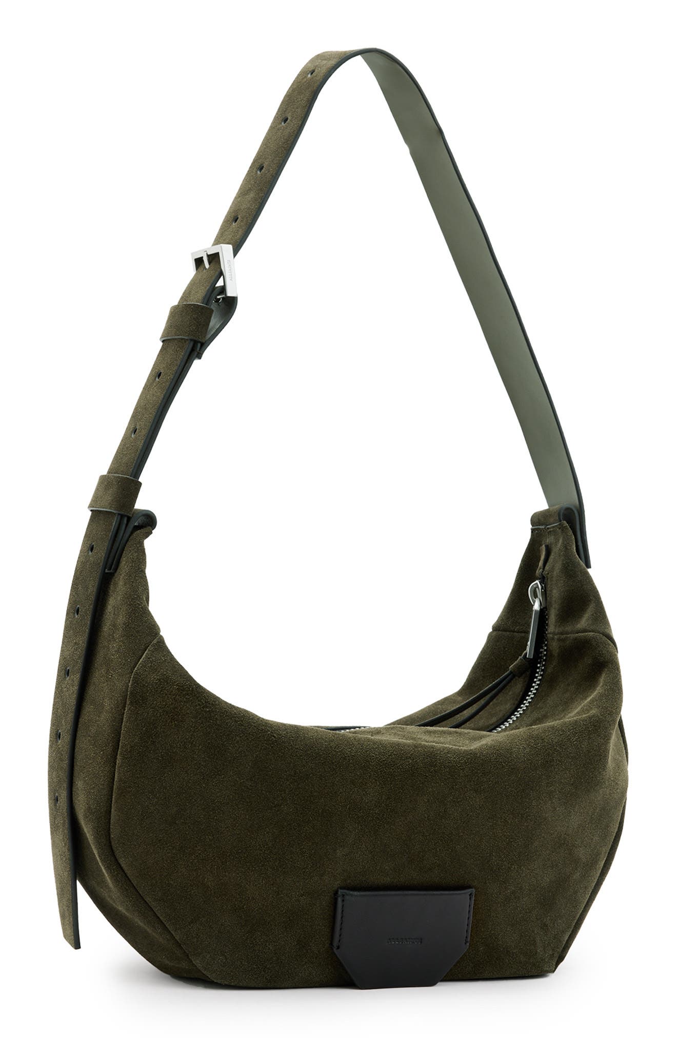AllSaints Madea Suede Shoulder Bag, Alternate, color, 