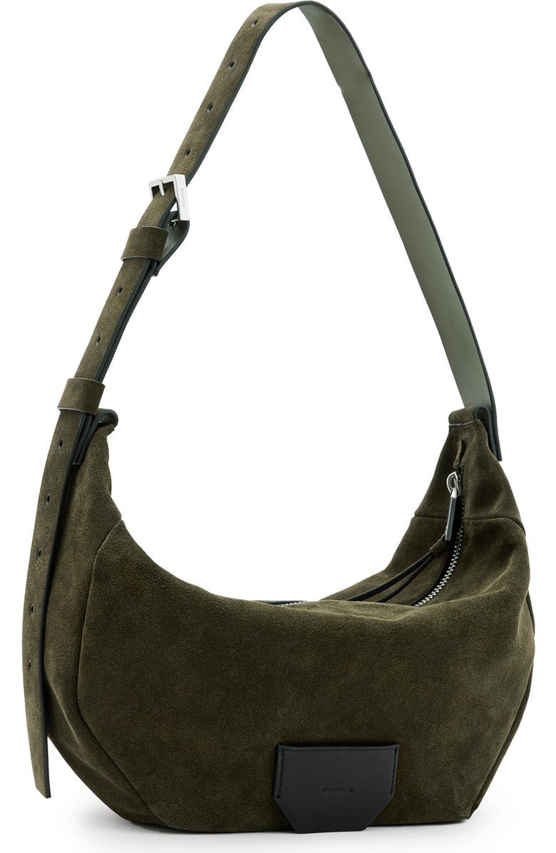 AllSaints Madea Suede Shoulder Bag, Alternate, color,