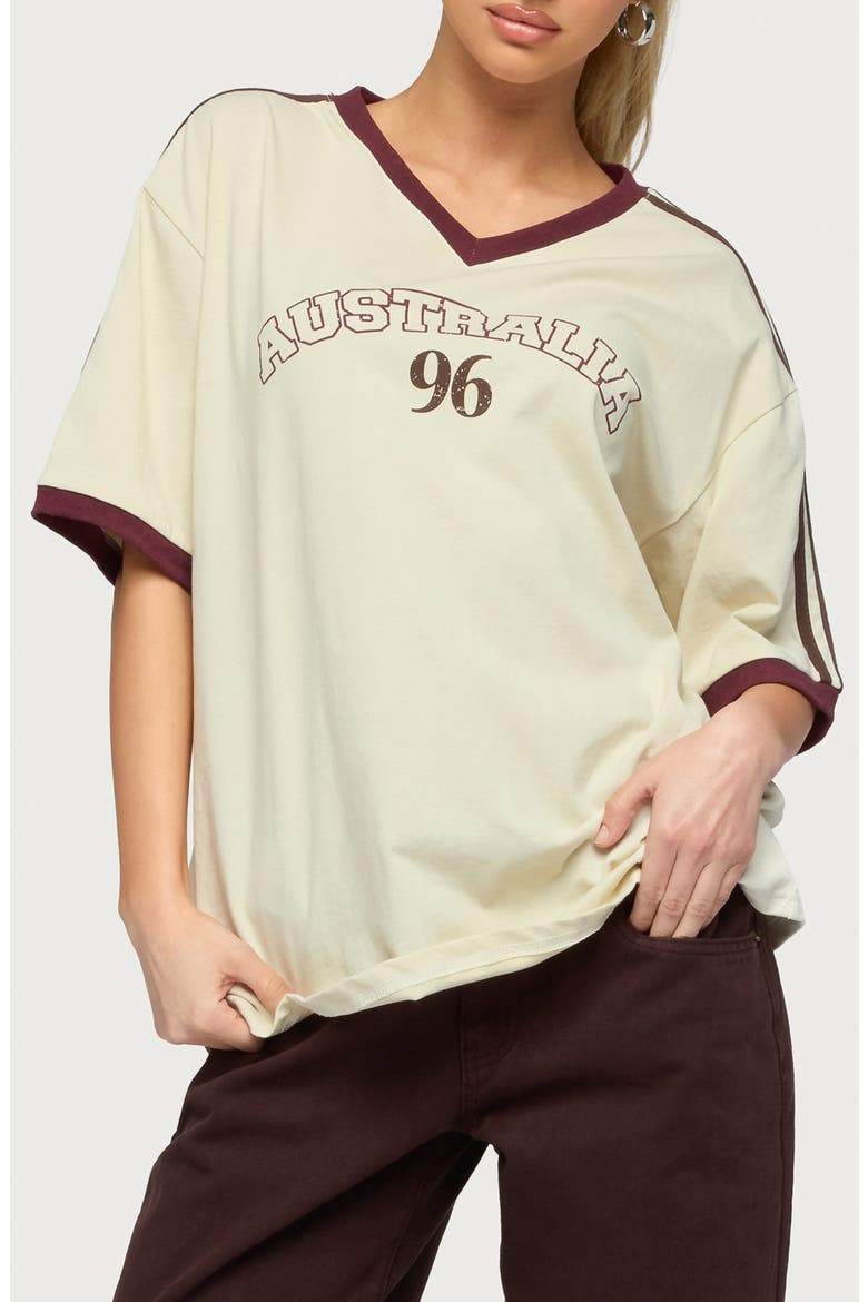 Australia 96 Oversize Cotton T-Shirt, Main, color, CREAM