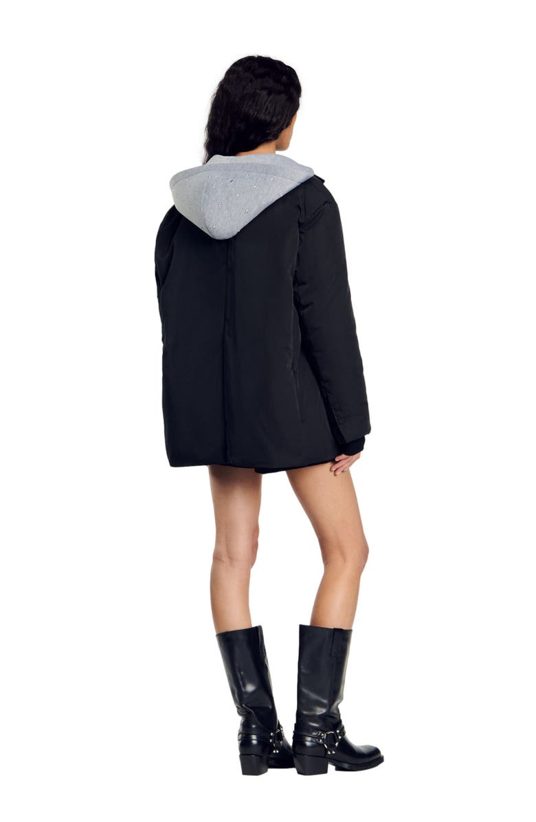 SANDRO Coat with contrasting hood, Alternate, color, 