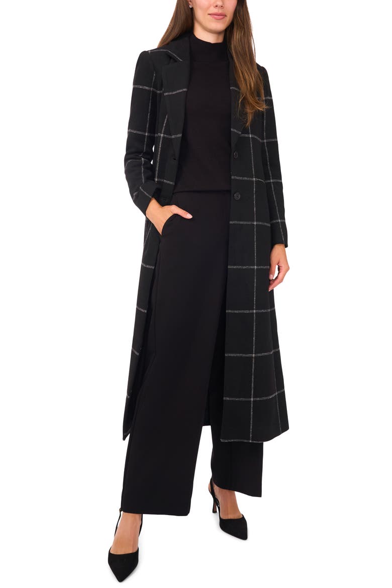Windowpane Check Longline Jacket, Alternate, color, RICH BLACK