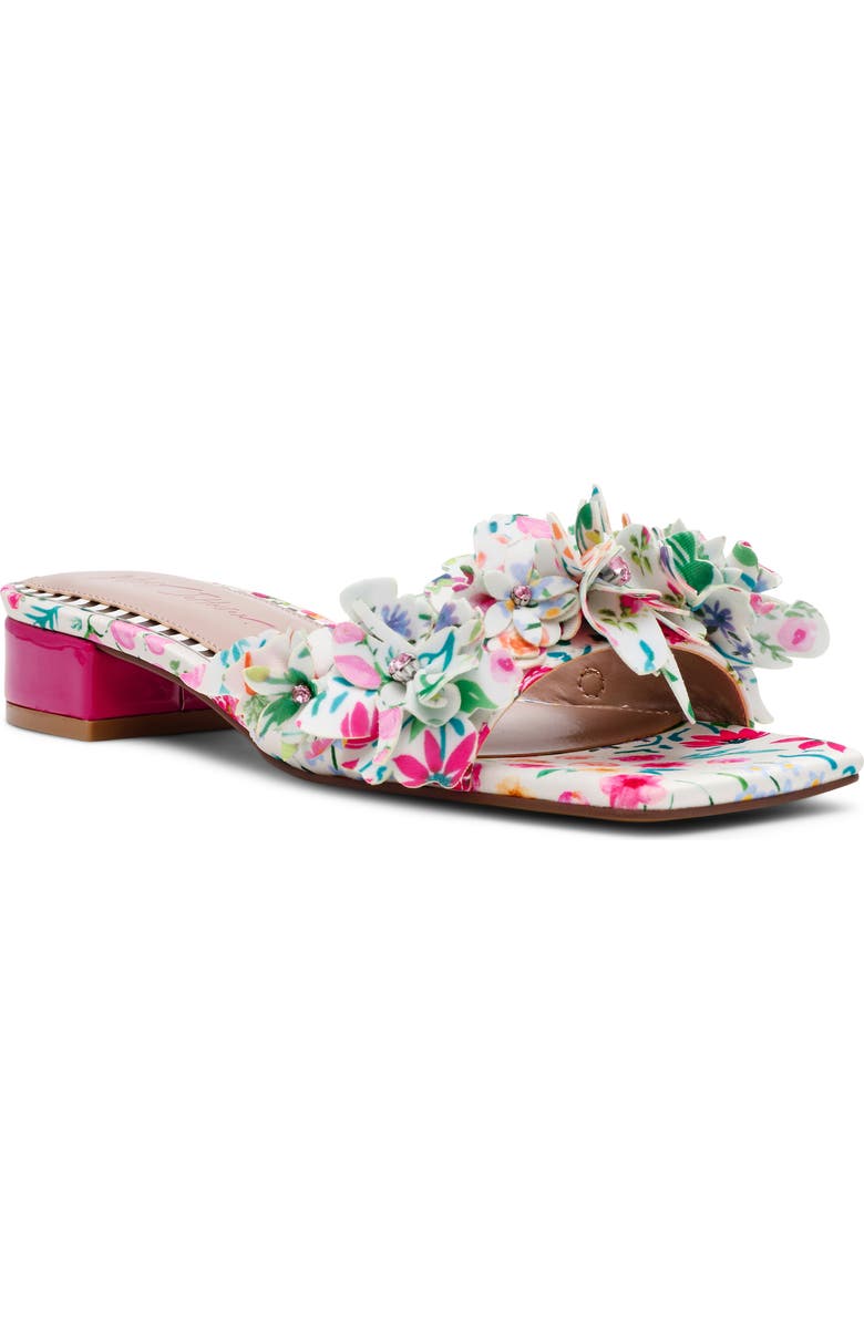 Betsey Johnson Glorria Slide Sandal, Main, color, Natural Floral Multi