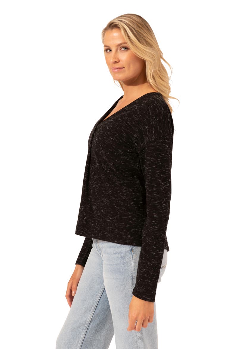 Johanna Long Sleeve V-Neck Overlap Shirt, Alternate, color, BLACK