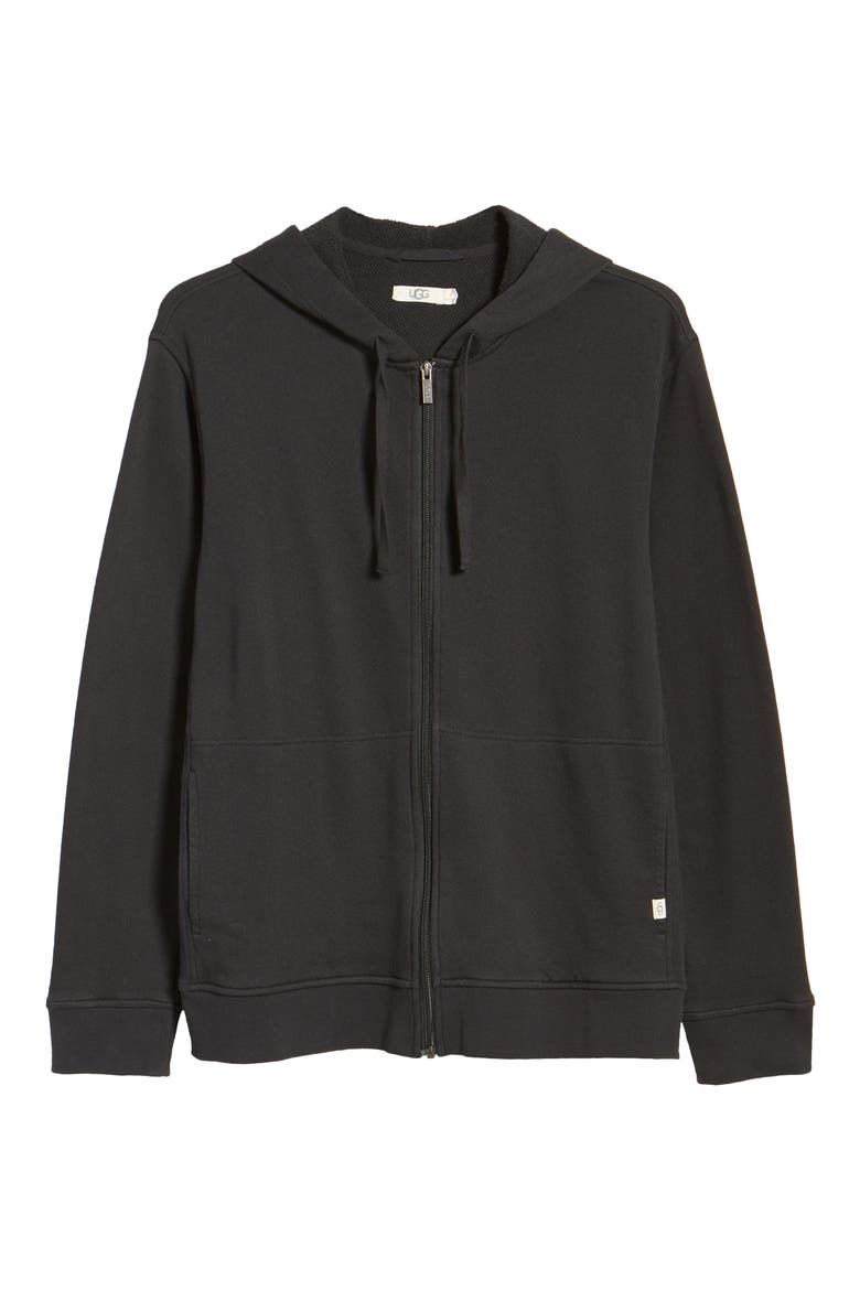 Gordon French Terry Zip Hoodie, Alternate, color, BLACK