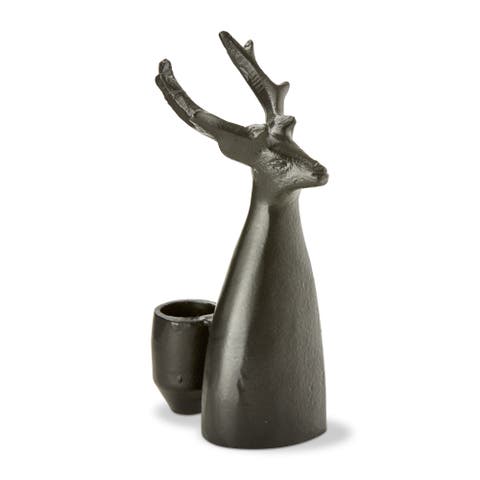 Large Black Aluminum Reindeer Candle Holder Christmas Decor
