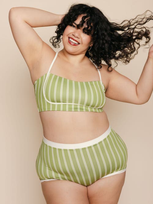 Kitty And Vibe Bandeau With Piping Bikini Top In Olivia