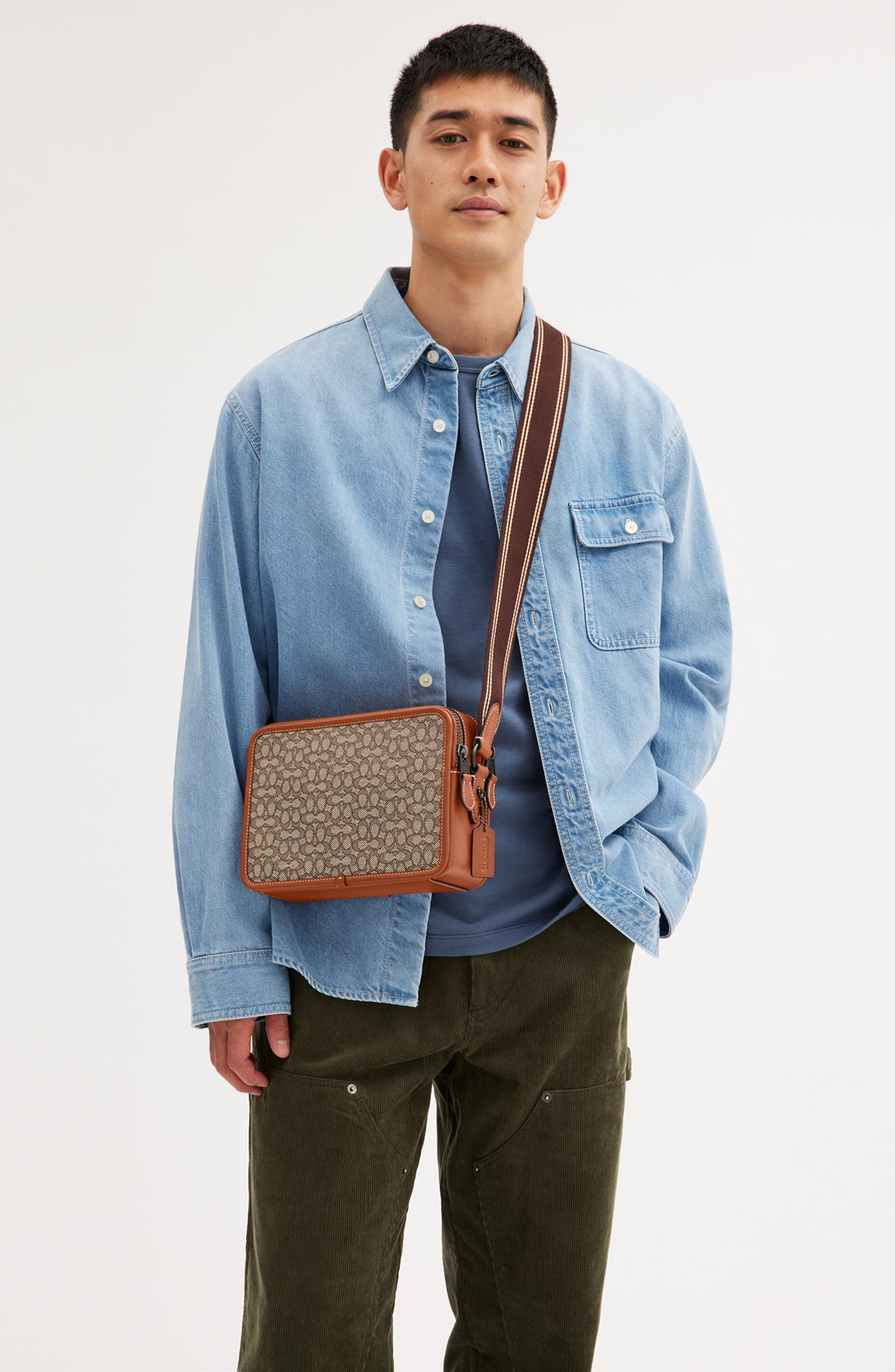 COACH Charter Micro Signature Jacquard & Leather Crossbody Bag, Alternate, color, 