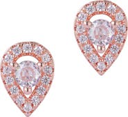 Adornia 14K Rose Gold Plated Crystal Pear Stud Earrings