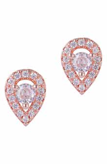 Adornia 14K Rose Gold Plated Crystal Pear Stud Earrings
