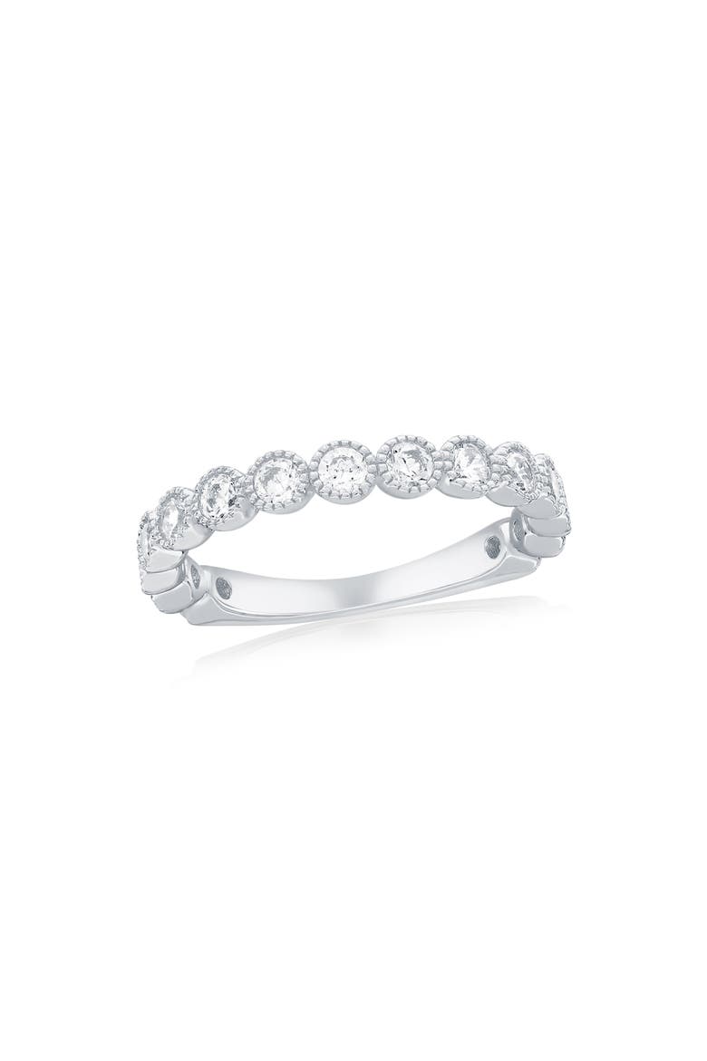 Round Cubic Zirconia Beaded Ring, Main, color, SILVER