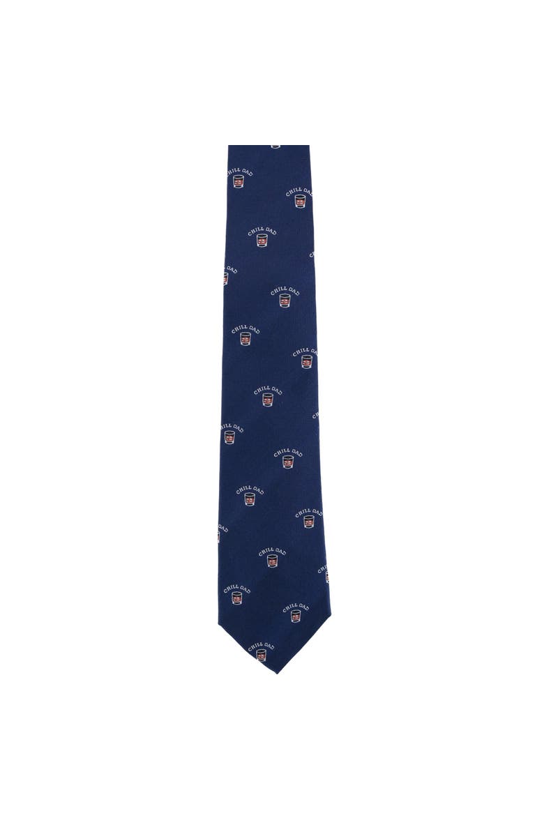 Trafalgar Chill Dad Novelty Silk Necktie, Alternate, color, Navy