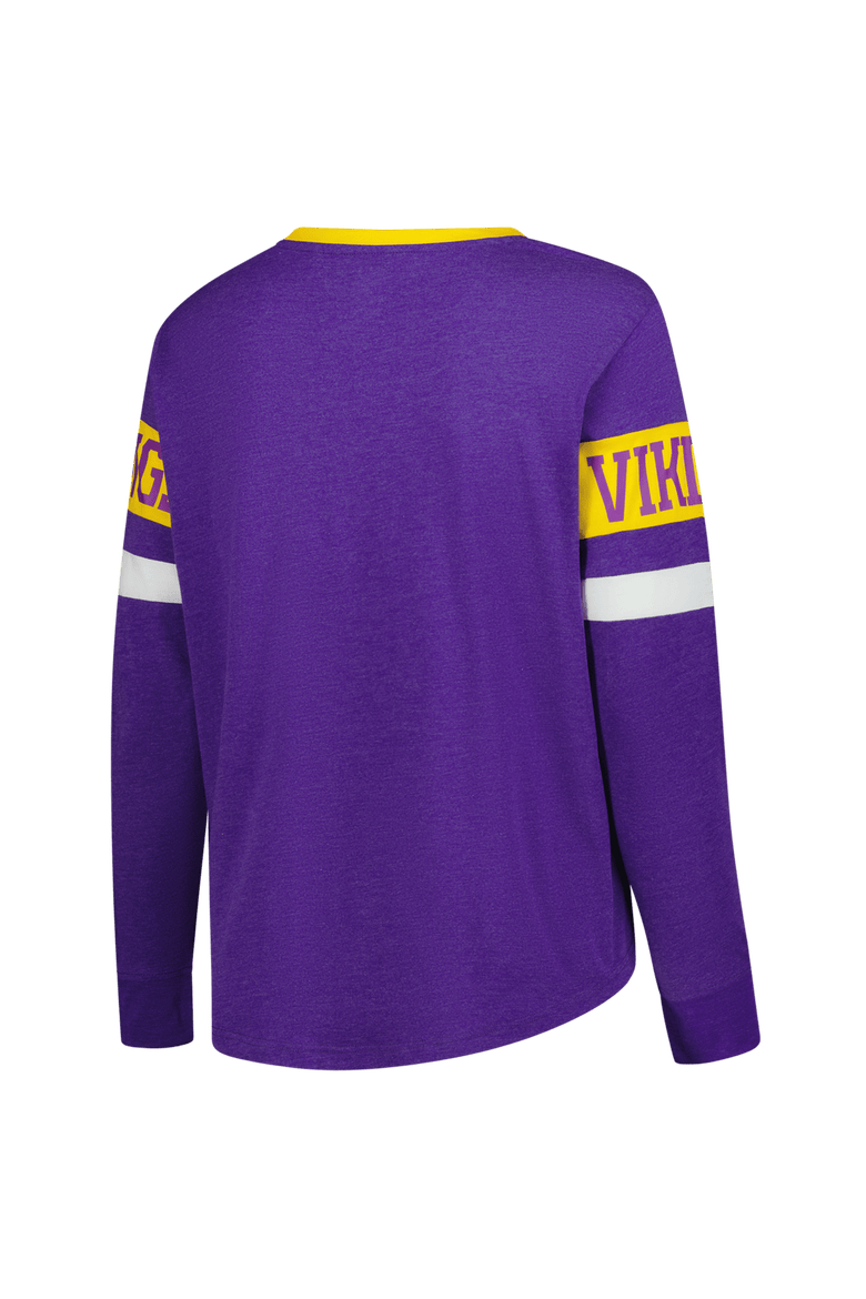 Women's New Era Purple Minnesota Vikings Plus Size Throwback Lace-Up Long Sleeve T-Shirt, Alternate, color, Purple