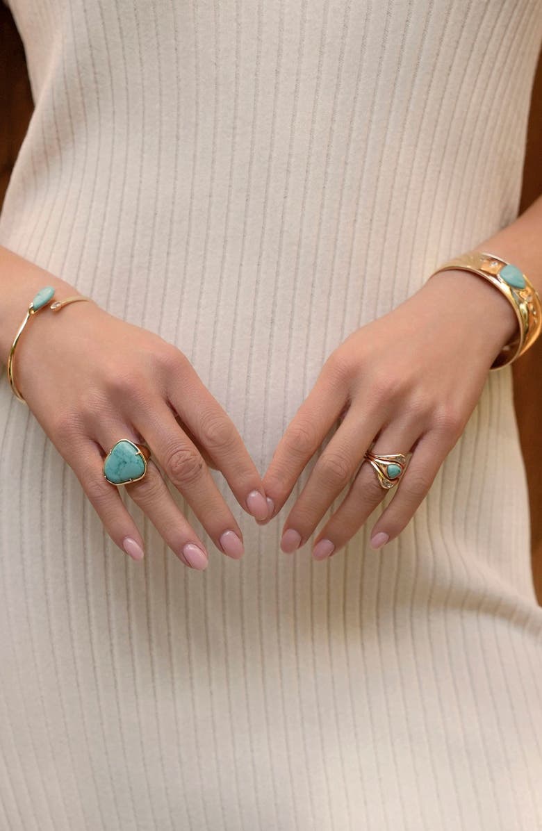 Ettika Reconstituted Turquoise Solstice Hinged Cuff Bracelet, Alternate, color, Turquoise