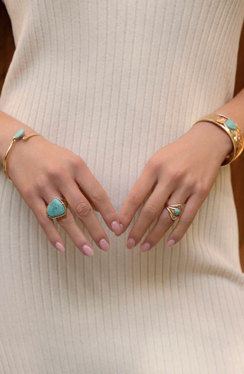 Ettika Reconstituted Turquoise Solstice Hinged Cuff Bracelet In Gold