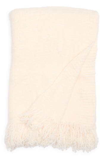 Honeydew Bouclé Knit Throw Blanket In White