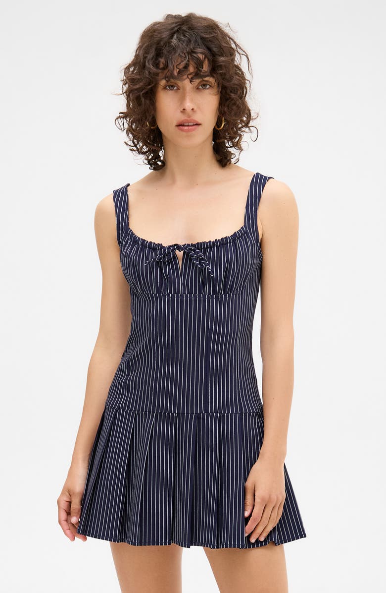 BDG Urban Outfitters Pinstripe Pinafore Minidress, Alternate, color, Blue