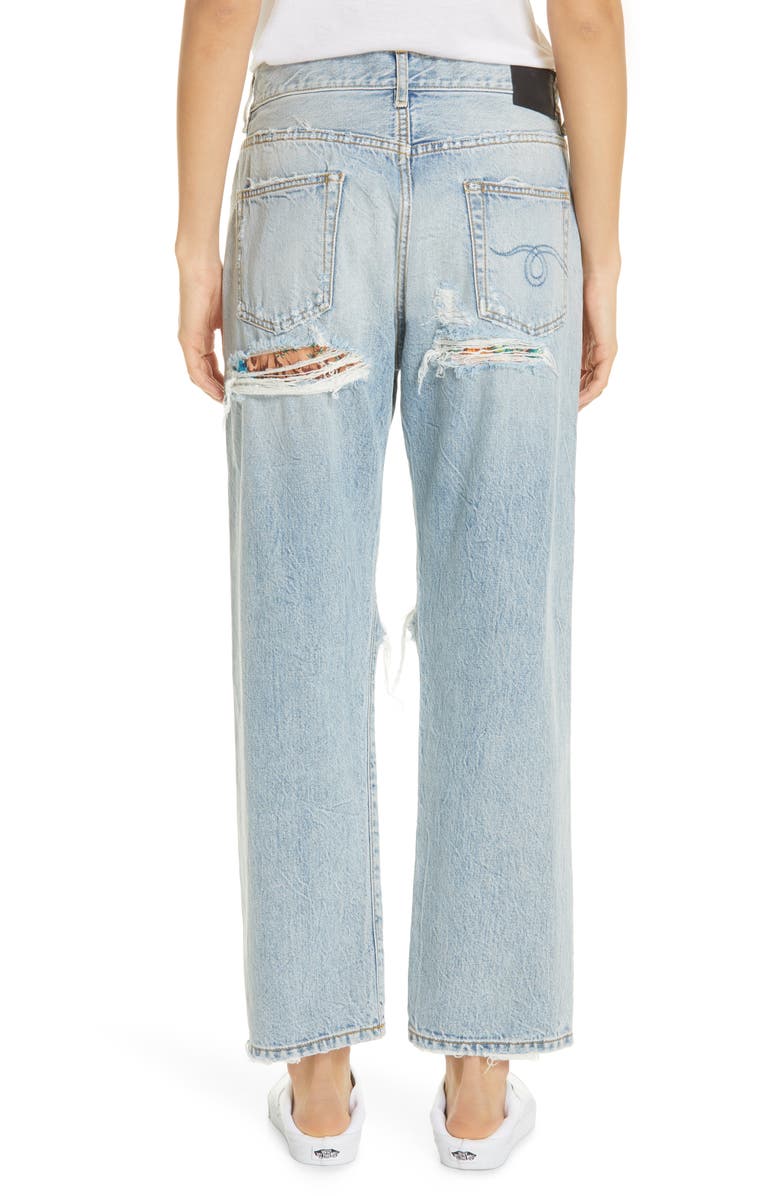 R13 Ripped Boyfriend Jeans, Alternate, color,