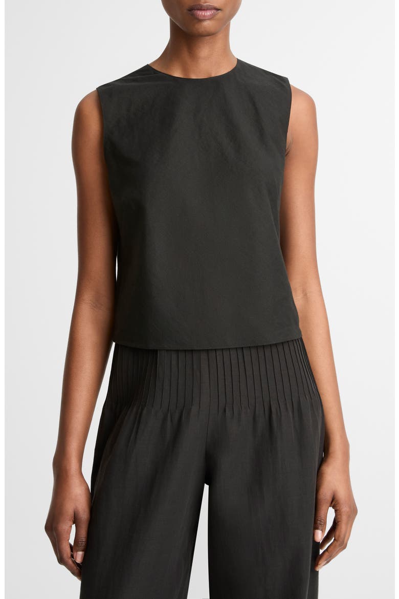 Sleeveless Crop Cotton & Modal Top, Main, color, BLACK