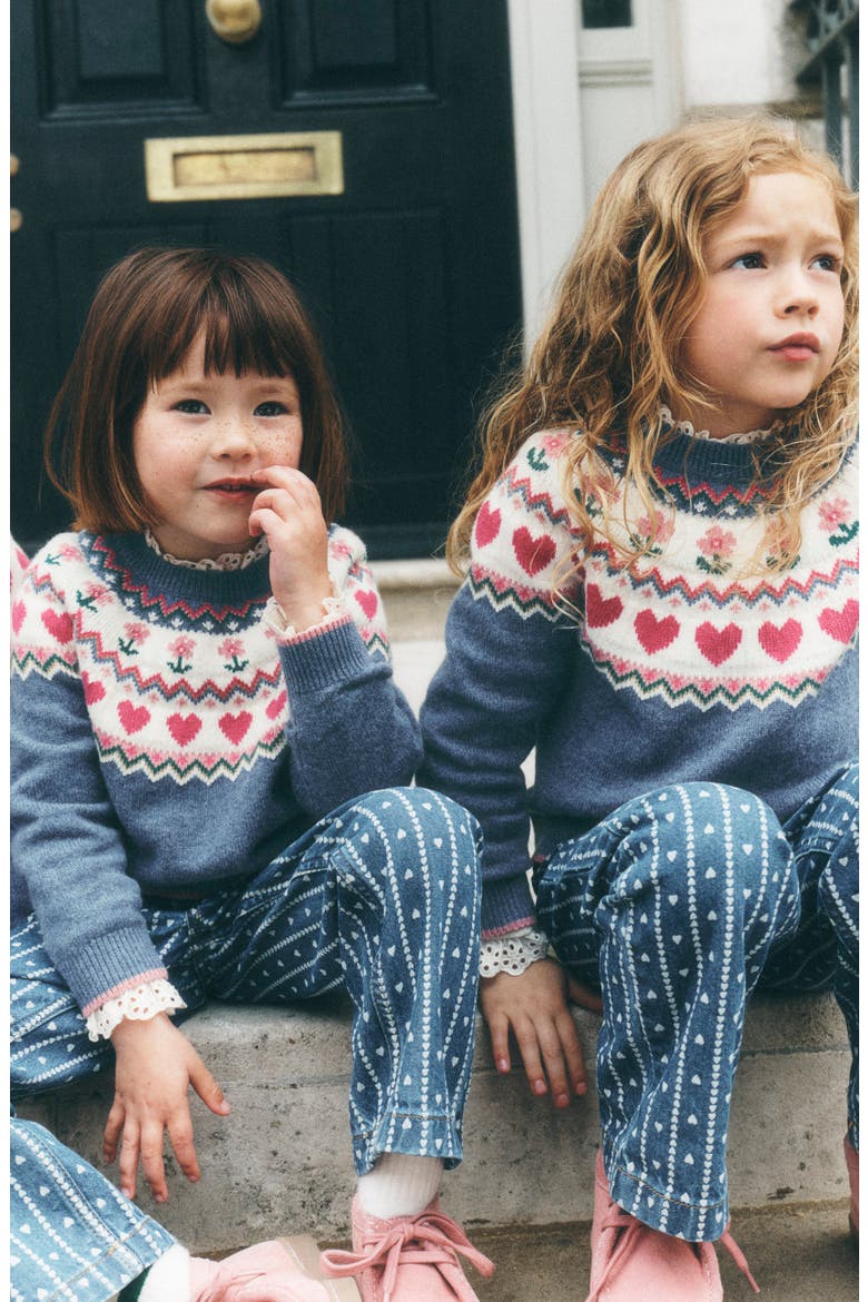Kids' Eleanor Fair Isle Sweater, Alternate, color, BLUEJAY MARL