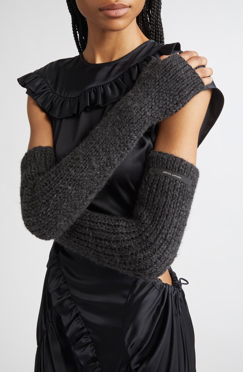 Meruert Tolegen Hand Knit Fingerless Gloves, Alternate, color, Grey