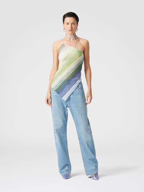 Missoni Top Tricot Asymétrique À Rayures Multicolores In Multicoloured