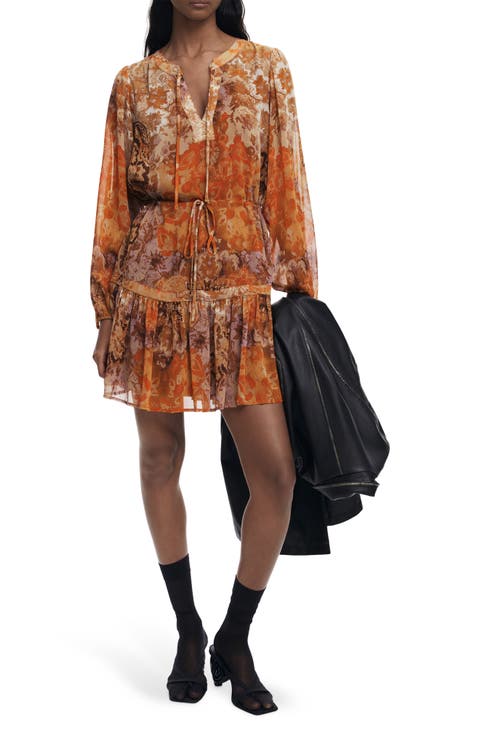 Boho Paisley Long Sleeve Dress