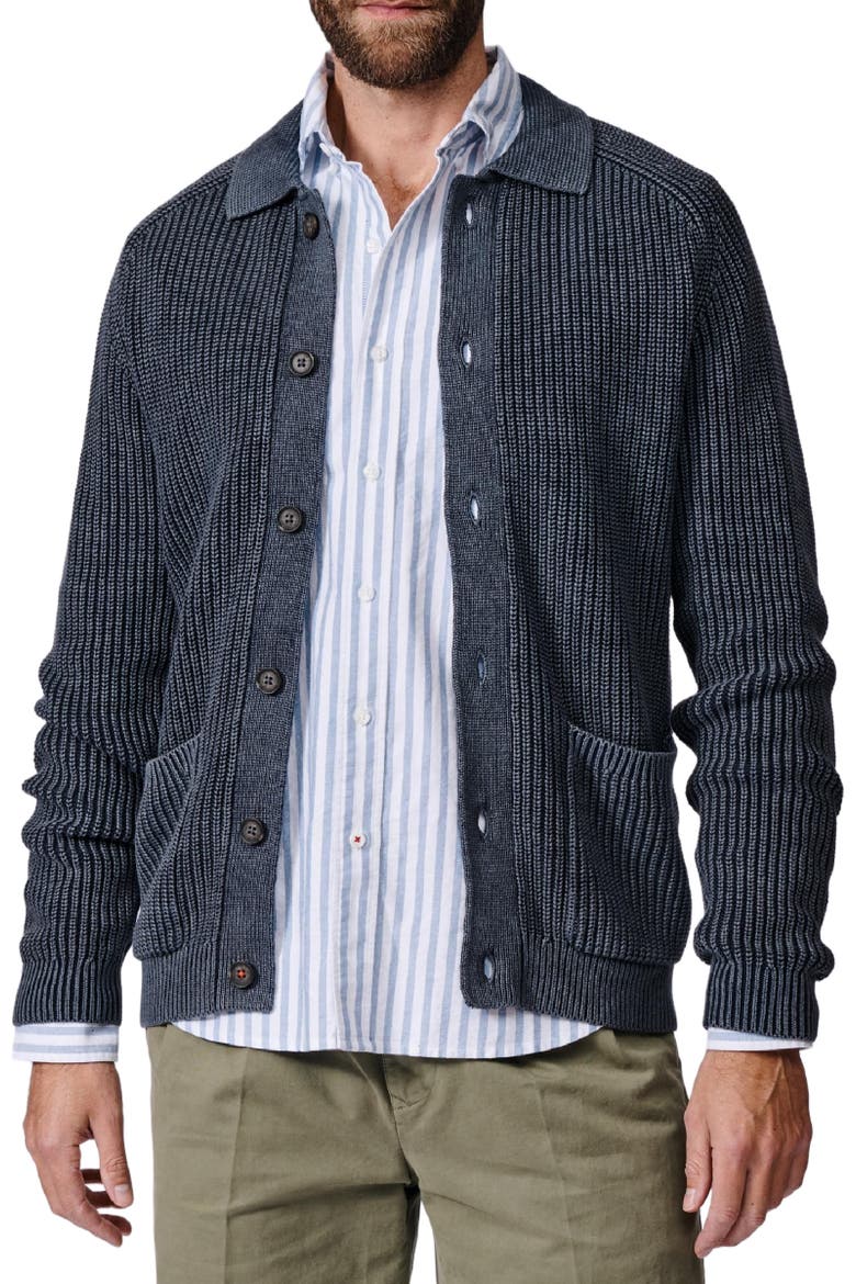 Martin Long Sleeve Collared Cardigan, Alternate, color, Navy