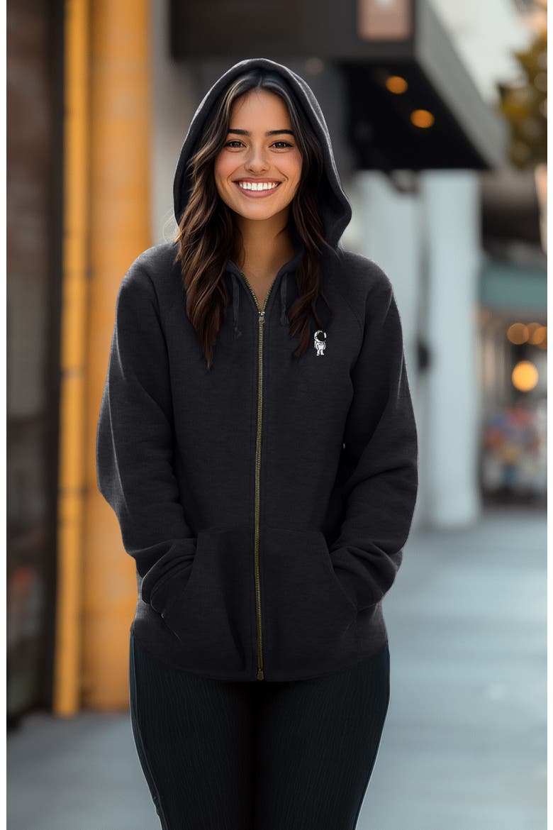 Astronaut Zip Fleece Hoodie, Alternate, color, Black