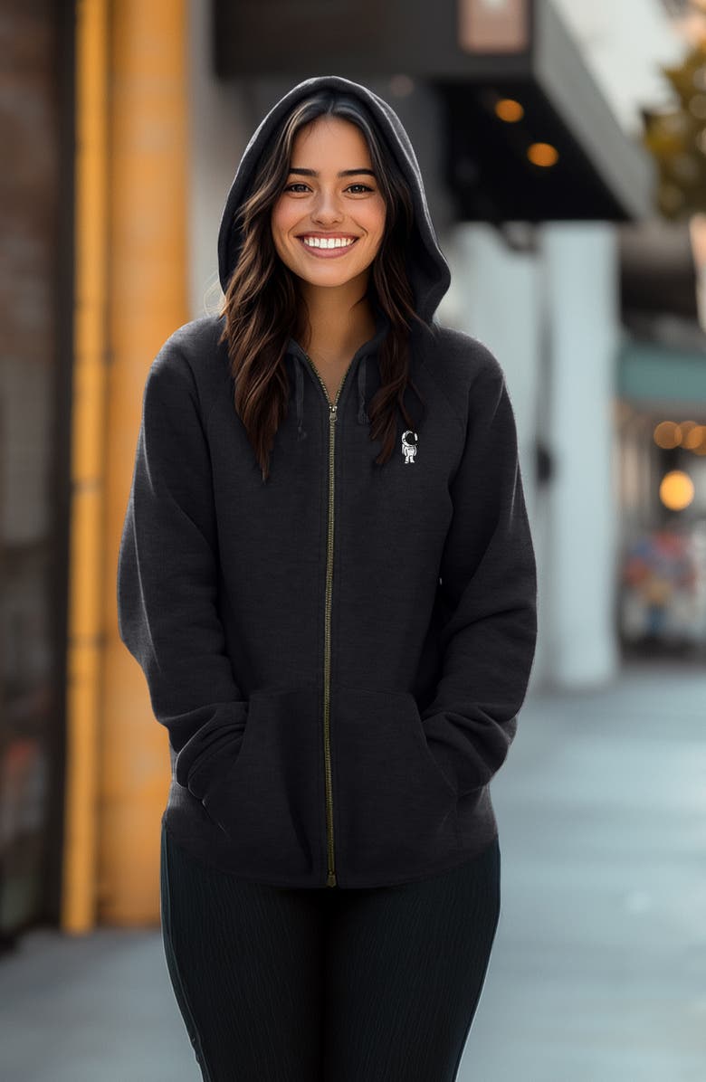 Dalix Astronaut Zip Fleece Hoodie, Alternate, color, Black