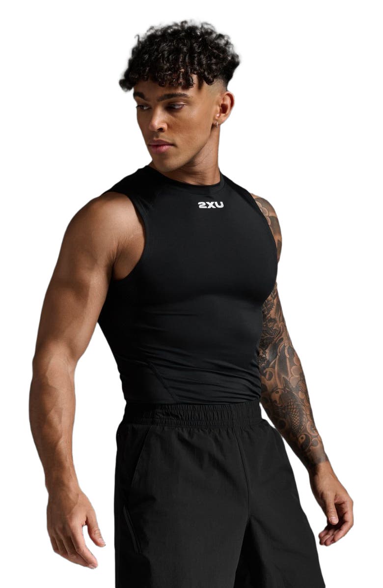 2XU Core Compression Sleeveless, Main, color, Black/Silver