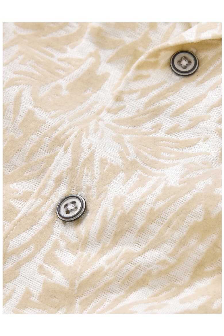 Matera Frond Jacquard Short Sleeve Organic Linen Button-Up Shirt, Alternate, color, MARBLE