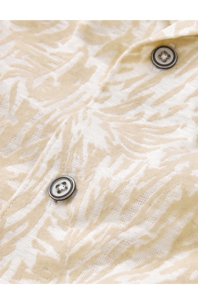 John Varvatos Matera Frond Jacquard Short Sleeve Organic Linen Button-Up Shirt, Alternate, color, Marble