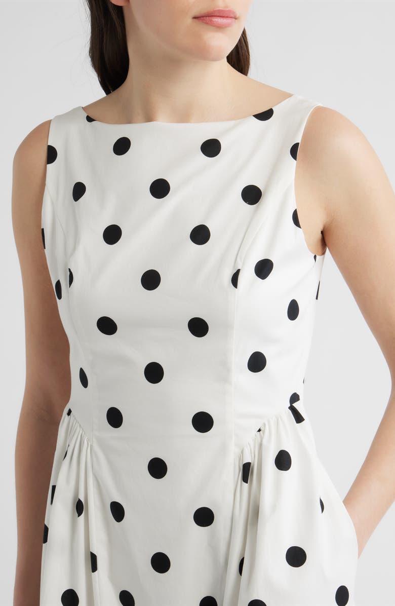 Sam Edelman Polka Dot Sleeveless Stretch Cotton Dress, Alternate, color, White/ Black