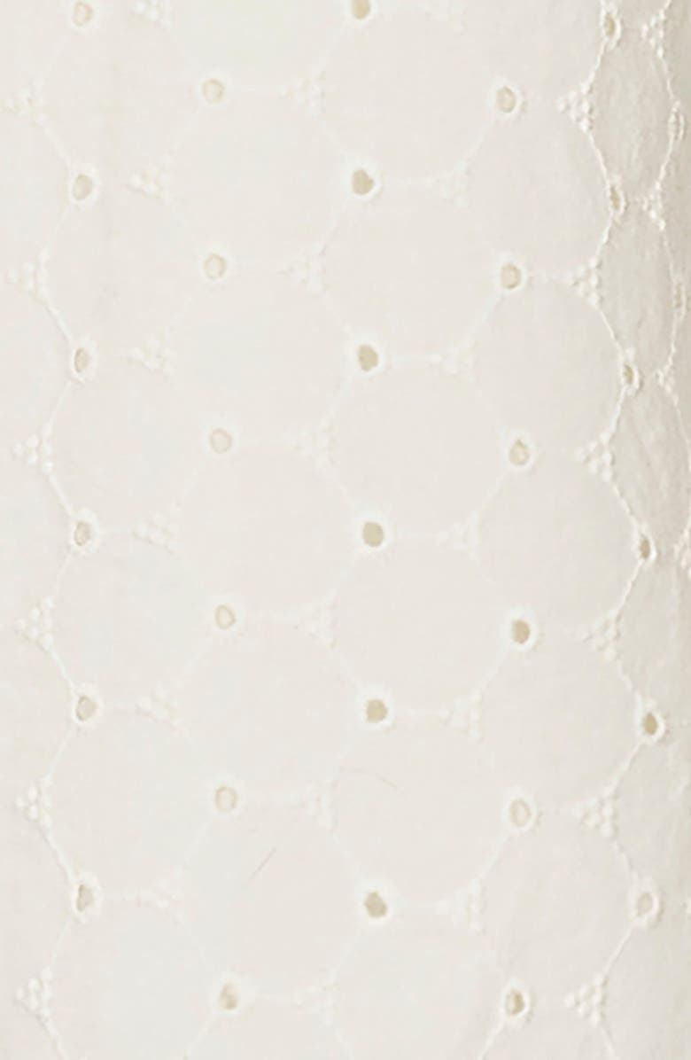 Hope & Henry Organic Ruffle Neck Eyelet Top, Alternate, color, Ivory Eyelet