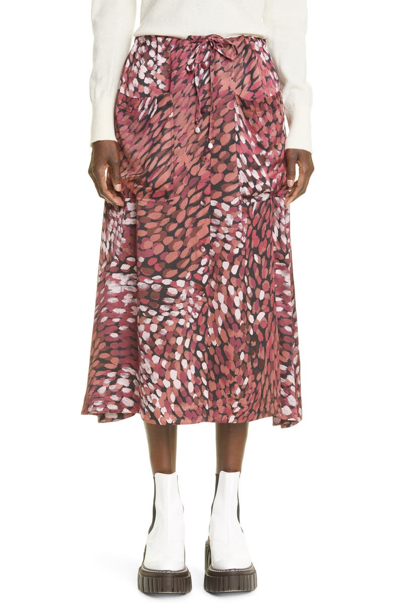 Altuzarra Tandy Dot Print Satin Skirt, Main, color, 