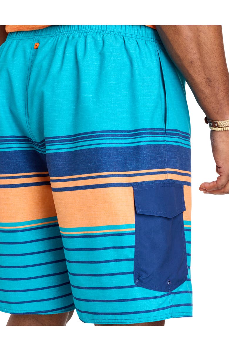 Harbor Bay by DXL Big & Tall Striped Printed Board Shorts, Alternate, color, Blue Multi