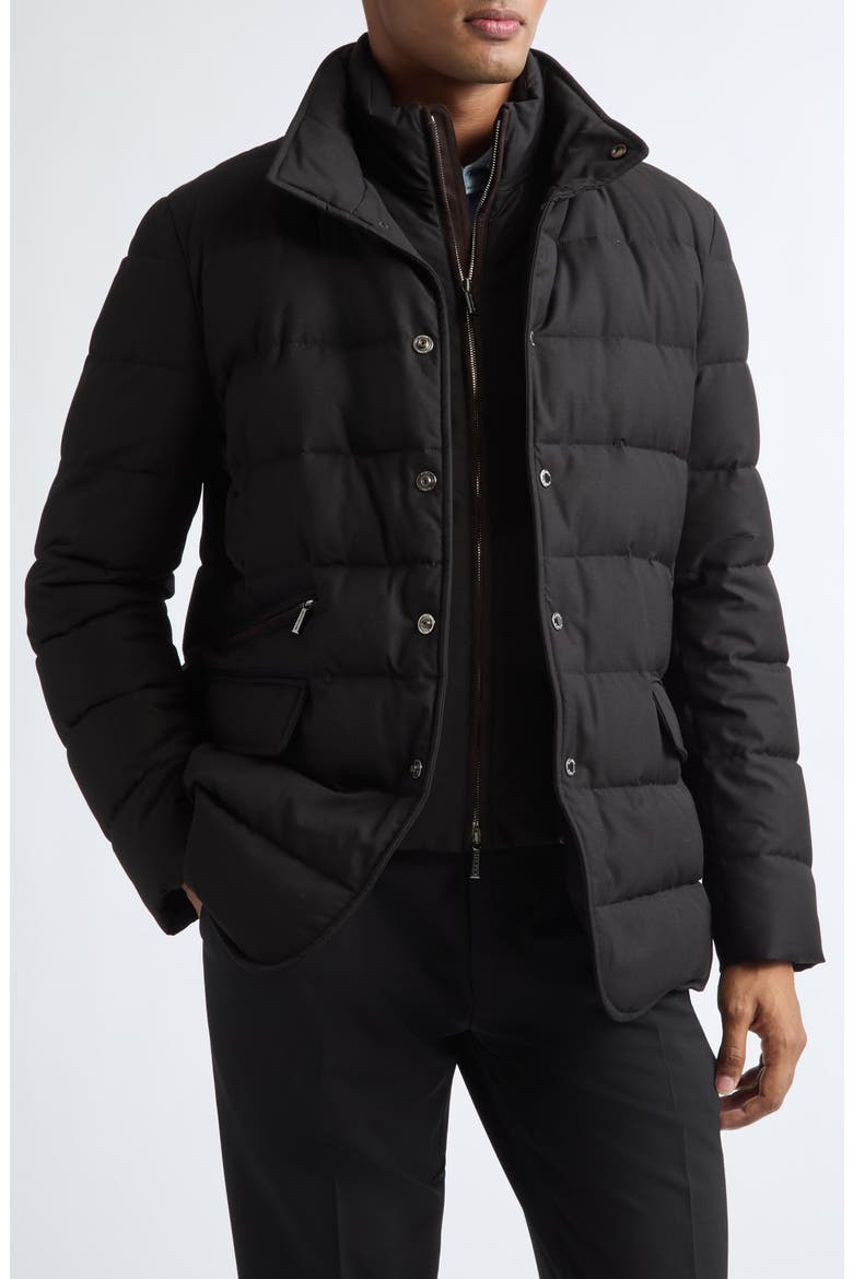 Ilvo 3-in-1 Quilted Down Overcoat & Vest, Main, color, NERO