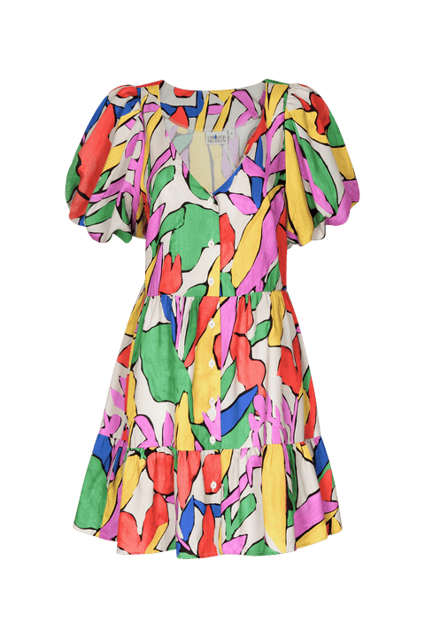 Lulani Puff-Sleeve Floral Mini Dress